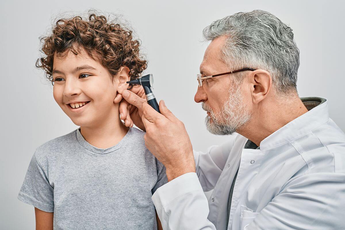 child getting ear examined